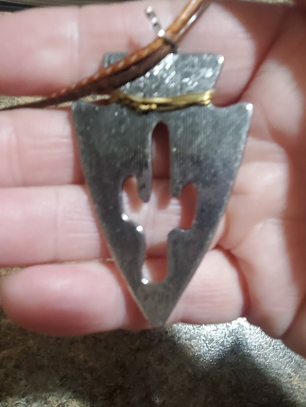 Vintage Arrow Head With Beads Statement Necklace. Silver Tone. Brown Catus - Picture 4 of 8